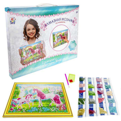 Набор для творчества Алмазная мозаика Единороги 1toy Т21890